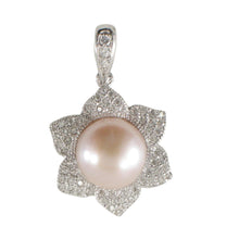 Load image into Gallery viewer, Sterling Silver 925 Flower Pink Pearl &amp; CZ Pendant