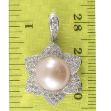Load image into Gallery viewer, Sterling Silver 925 Flower Pink Pearl &amp; CZ Pendant