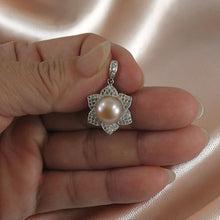 Load image into Gallery viewer, Sterling Silver 925 Flower Pink Pearl &amp; CZ Pendant