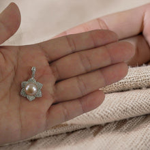 Load image into Gallery viewer, Sterling Silver 925 Flower Pink Pearl &amp; CZ Pendant
