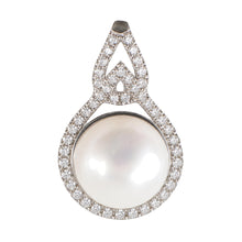 Load image into Gallery viewer, Sterling Silver 925 White Pearl &amp; CZ Solitaire Pendant