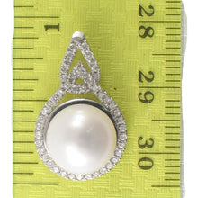 Load image into Gallery viewer, Sterling Silver 925 White Pearl &amp; CZ Solitaire Pendant