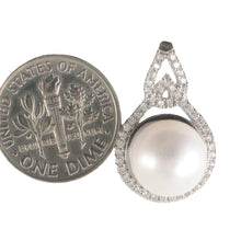 Load image into Gallery viewer, Sterling Silver 925 White Pearl &amp; CZ Solitaire Pendant