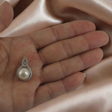 Load image into Gallery viewer, Sterling Silver 925 White Pearl &amp; CZ Solitaire Pendant