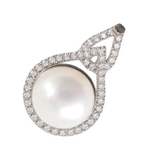 Load image into Gallery viewer, Sterling Silver 925 White Pearl &amp; CZ Solitaire Pendant
