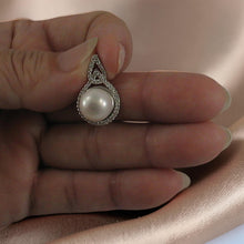 Load image into Gallery viewer, Sterling Silver 925 White Pearl &amp; CZ Solitaire Pendant