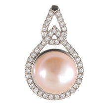 Load image into Gallery viewer, Sterling Silver 925 Pink Pearl &amp; CZ Pendant