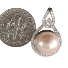 Load image into Gallery viewer, Sterling Silver 925 Pink Pearl &amp; CZ Pendant