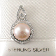 Load image into Gallery viewer, Sterling Silver 925 Pink Pearl &amp; CZ Pendant