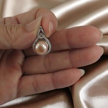 Load image into Gallery viewer, Sterling Silver 925 Pink Pearl &amp; CZ Pendant