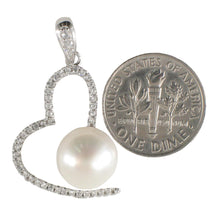 Load image into Gallery viewer, Sterling Silver 925 White Pearl &amp; CZ Open Heart Pendant