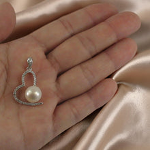 Load image into Gallery viewer, Sterling Silver 925 White Pearl &amp; CZ Open Heart Pendant