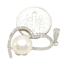 Load image into Gallery viewer, Sterling Silver 925 White Pearl &amp; CZ Open Heart Pendant