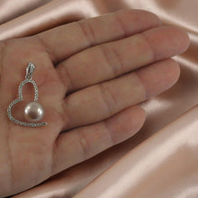 Load image into Gallery viewer, Sterling Silver 925 Pink Pearl &amp; CZ Open Heart Pendant