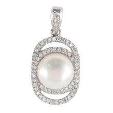 Load image into Gallery viewer, Sterling Silver 925 White Pearl &amp; CZ Pendant