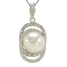 Load image into Gallery viewer, Sterling Silver 925 White Pearl &amp; CZ Pendant