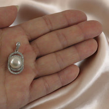 Load image into Gallery viewer, Sterling Silver 925 White Pearl &amp; CZ Pendant