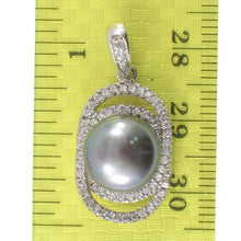 Load image into Gallery viewer, Sterling Silver 925 Black Pearl &amp; CZ Pendant