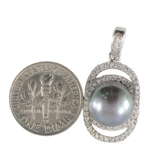 Load image into Gallery viewer, Sterling Silver 925 Black Pearl &amp; CZ Pendant