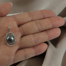 Load image into Gallery viewer, Sterling Silver 925 Black Pearl &amp; CZ Pendant