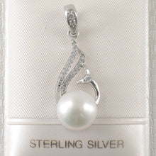 Load image into Gallery viewer, Sterling Silver 925 White Pearl &amp; CZ Pendant