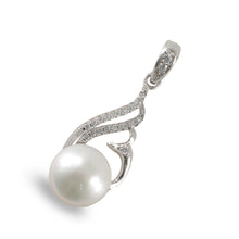 Load image into Gallery viewer, Sterling Silver 925 White Pearl &amp; CZ Pendant
