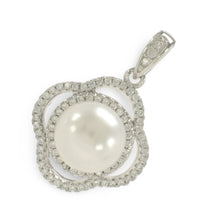 Load image into Gallery viewer, Sterling Silver 925 White Pearl &amp; CZ Pendant