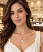 Load image into Gallery viewer, Sterling Silver 925 Pink Pearl &amp; CZ Pendant