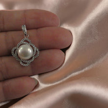 Load image into Gallery viewer, Sterling Silver 925 White Pearl &amp; CZ Pendant