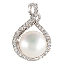 Load image into Gallery viewer, Sterling Silver 925 White Pearl &amp; CZ Pendant