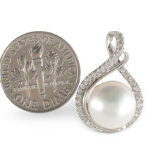 Load image into Gallery viewer, Sterling Silver 925 White Pearl &amp; CZ Pendant
