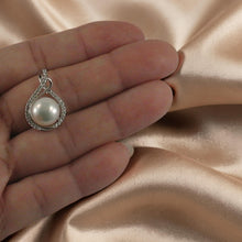 Load image into Gallery viewer, Sterling Silver 925 White Pearl &amp; CZ Pendant