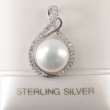 Load image into Gallery viewer, Sterling Silver 925 White Pearl &amp; CZ Pendant