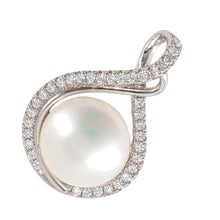 Load image into Gallery viewer, Sterling Silver 925 White Pearl &amp; CZ Pendant