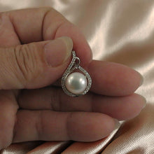 Load image into Gallery viewer, Sterling Silver 925 White Pearl &amp; CZ Pendant