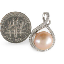 Load image into Gallery viewer, Sterling Silver 925 Pink Pearl &amp; CZ Pendant