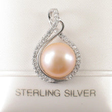 Load image into Gallery viewer, Sterling Silver 925 Pink Pearl &amp; CZ Pendant