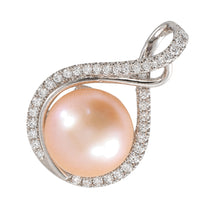 Load image into Gallery viewer, Sterling Silver 925 Pink Pearl &amp; CZ Pendant