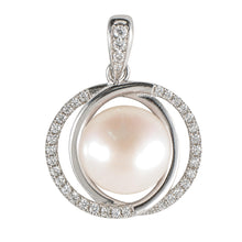 Load image into Gallery viewer, Sterling Silver 925 White Pearl &amp; CZ Pendant