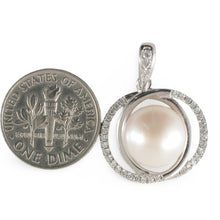 Load image into Gallery viewer, Sterling Silver 925 White Pearl &amp; CZ Pendant