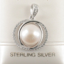 Load image into Gallery viewer, Sterling Silver 925 White Pearl &amp; CZ Pendant