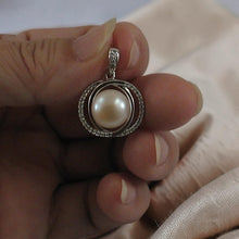 Load image into Gallery viewer, Sterling Silver 925 White Pearl &amp; CZ Pendant