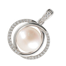 Load image into Gallery viewer, Sterling Silver 925 White Pearl &amp; CZ Pendant