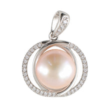 Load image into Gallery viewer, Sterling Silver 925 Pink Pearl &amp; CZ Pendant