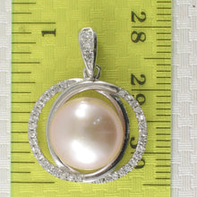 Load image into Gallery viewer, Sterling Silver 925 Pink Pearl &amp; CZ Pendant