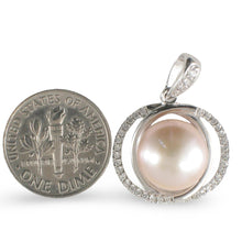 Load image into Gallery viewer, Sterling Silver 925 Pink Pearl &amp; CZ Pendant
