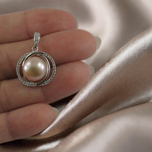 Load image into Gallery viewer, Sterling Silver 925 Pink Pearl &amp; CZ Pendant