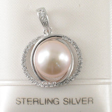Load image into Gallery viewer, Sterling Silver 925 Pink Pearl &amp; CZ Pendant