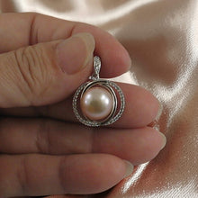 Load image into Gallery viewer, Sterling Silver 925 Pink Pearl &amp; CZ Pendant
