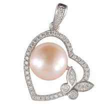 Load image into Gallery viewer, Sterling Silver 925 Pink Pearl &amp; CZ Pendant